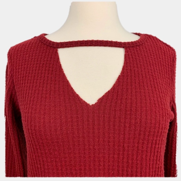 ROCK & REPUBLIC Top Ribbed Brushed Knit Long Sleeve Red Size Small Large - Picture 2 of 6